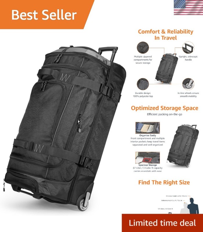 Water-Repellent 30-Inch Rolling Duffle – Perfect for All Travel Adventures