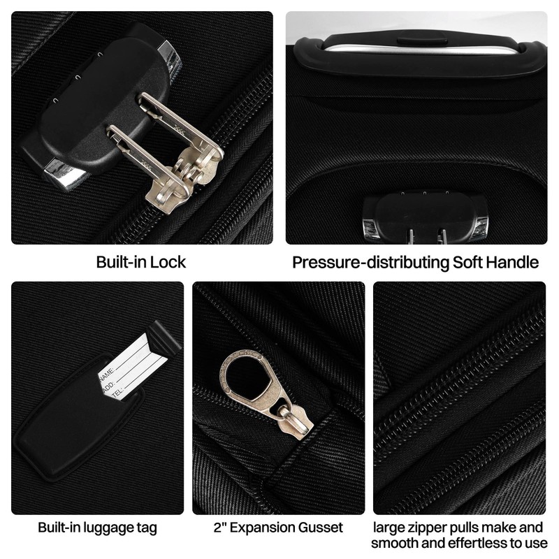 Softside Luggage Set Lightweight Expandable Luggage For Extra Capacity gallery