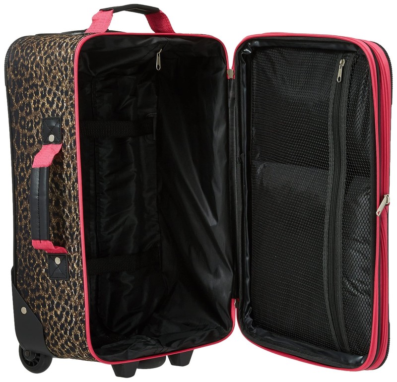 Pink Leopard 2 Piece Set Expandable Luggage Suitcase with Tote Bag gallery