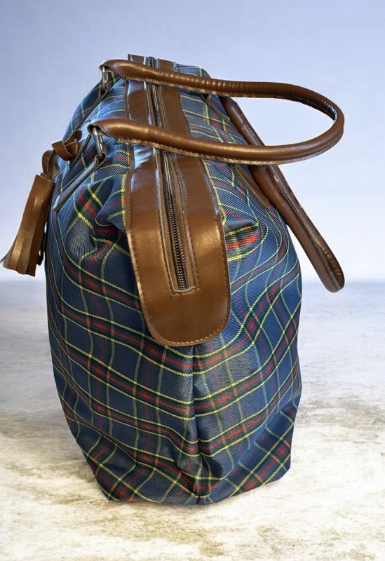 Weekend Duffel Bag Blue, Yellow, Red Plaid Full Zip/Snap Close, Tassel Front gallery
