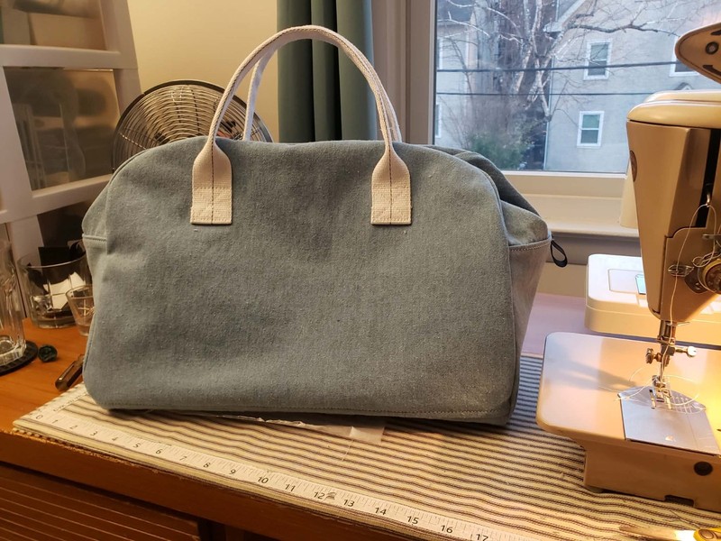 Retro Style "AWOL" Overnight Bag, Light Blue Denim, vintage inspired