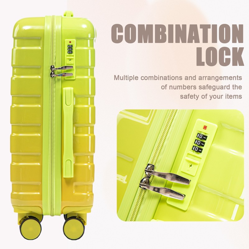 PC Spinner Luggage 14" 20" Set, Gradient Color, Lock, Carry-On gallery