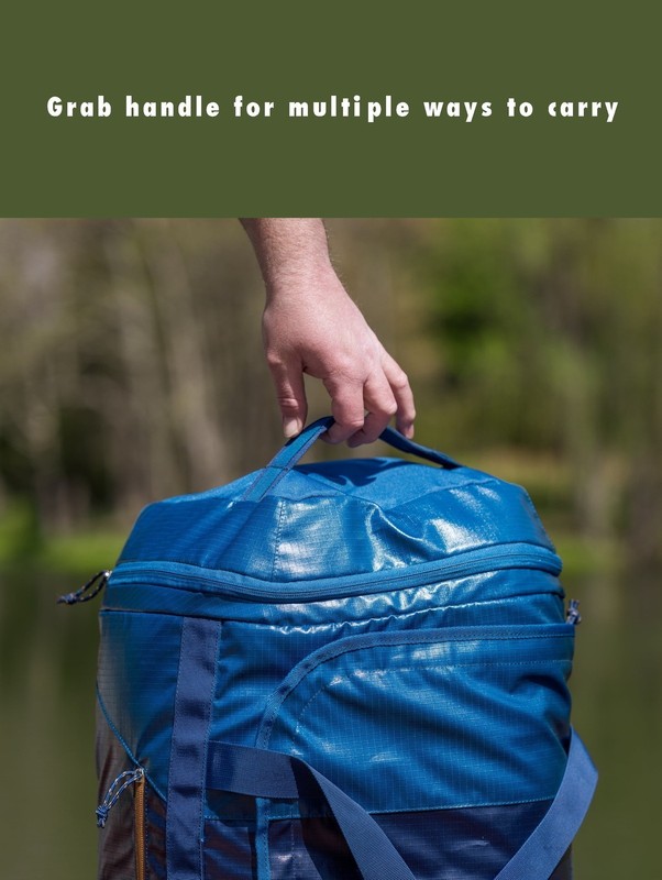 70L Coated Polyester Ripstop Duffel, with Tuckable Backpack Straps, Blue gallery