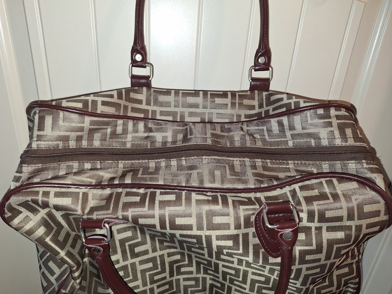 Large Brown Patterned Travel Duffel Bag Carry On Overnight Weekender gallery