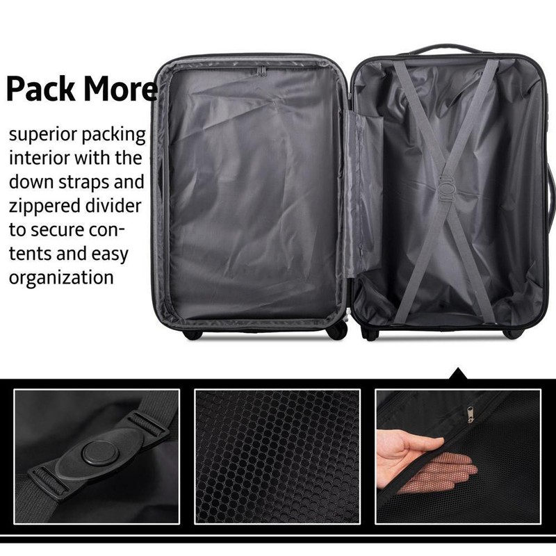New Practical Modern 3 Piece Luggage Set Hardside Spinner Suitcase with TSA Lock gallery