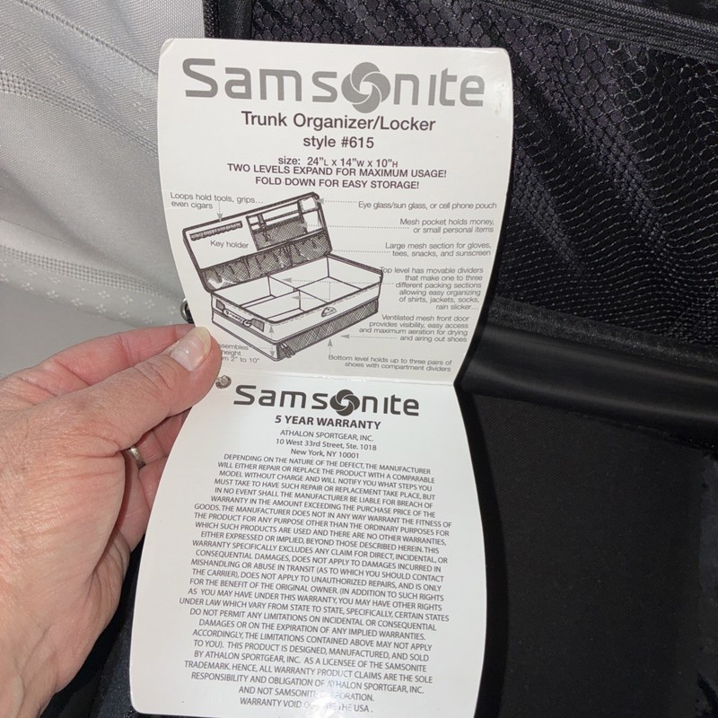 Samsonite Trunk Organizer/Locker Golf Bag/#615/24”x14”X 10/One Tag/Opened/No Box gallery