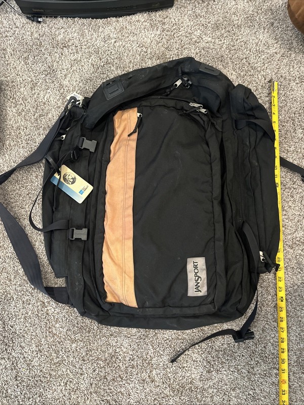 JanSport Black Travel Backpack Convertible Duffel Bag Large Hiking Pack Carry On