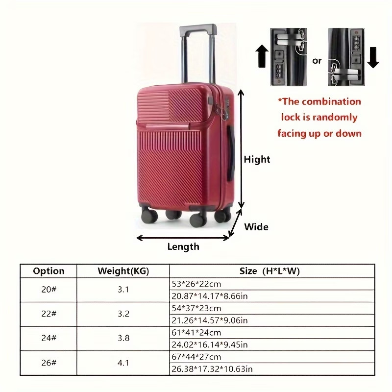 1pc 20 Inch Luggage, Travel Function Tool, with lock, cup holder, charger, etc. gallery