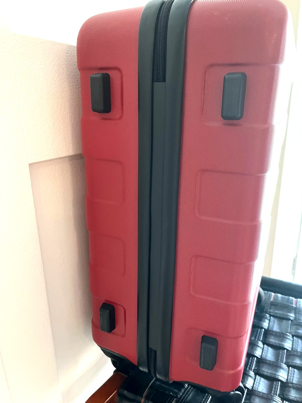 MUJI Red Adjustable Handle Hard Shell Carry-On Urethane Resin Suitcase Luggage gallery