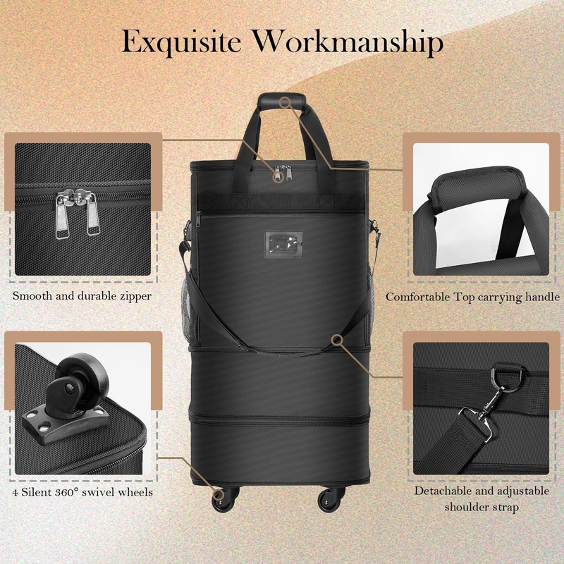 Expandable Rolling Suitcase with 4 Wheels, Collapsible Travel Bag, Large Size gallery