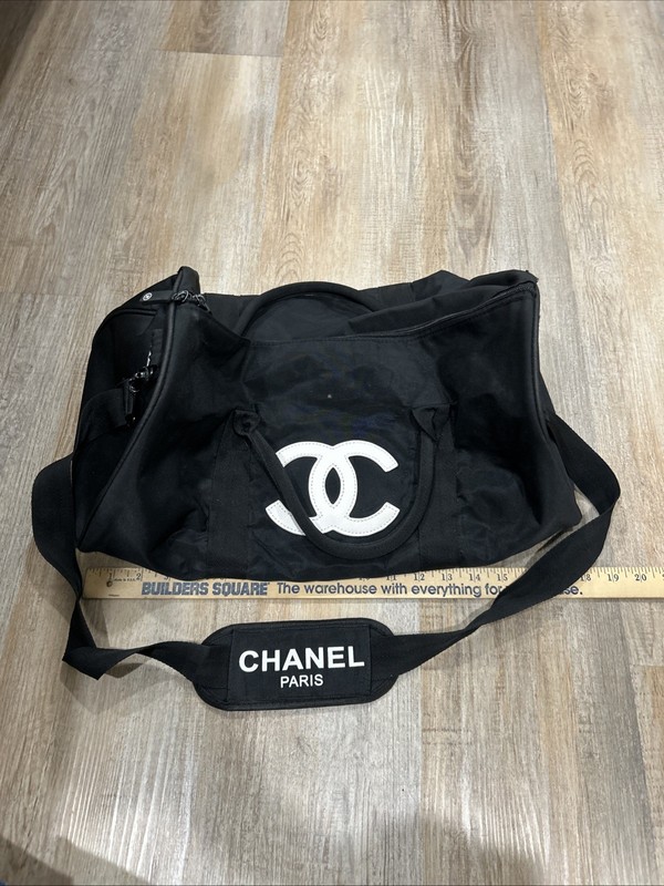 CHANEL GWP/VIP Black Duffle Bag Adjustable Straps Carry On