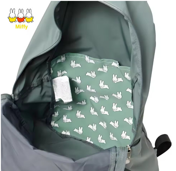 Japan Miffy Rabbit Olive Foldable Backpack Bag Light Storage Trip Travel School gallery
