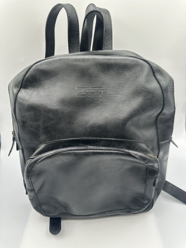 P&P Black Distressed Leather Backpack