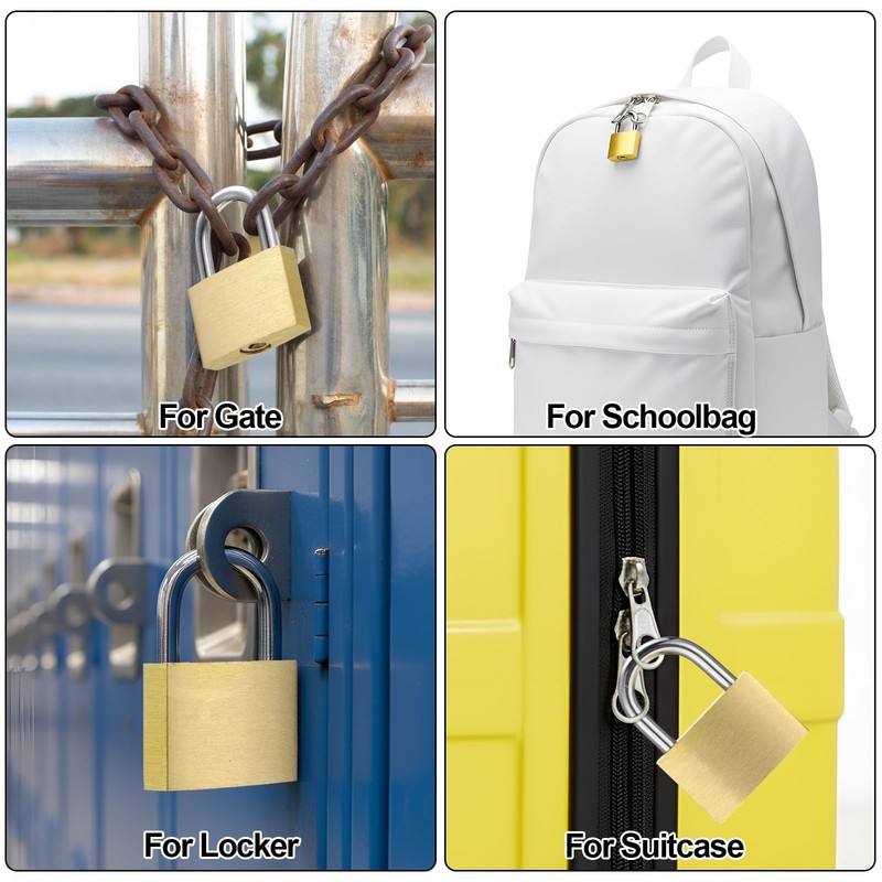 Yaocom 30 Pcs Solid Brass Keyed Padlock Small Yellow Gym Lock Strong Lock with K gallery
