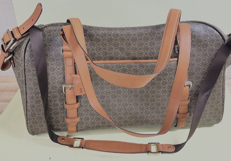 Hartmann Wings Jacquard Diamond Pattern 20" Leather Shoulder Bag Weekend Bag gallery