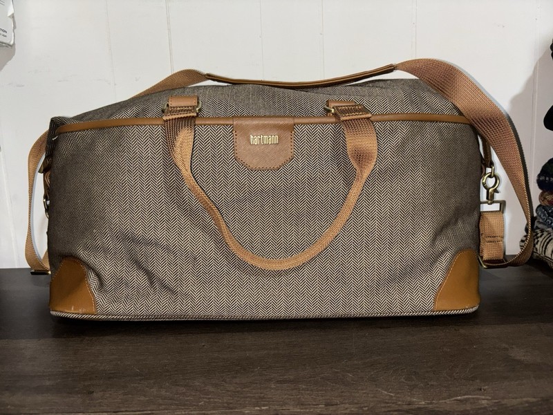 Vintage Hartmann Herringbone Tweed Nylon Weekend Duffel Bag Luggage