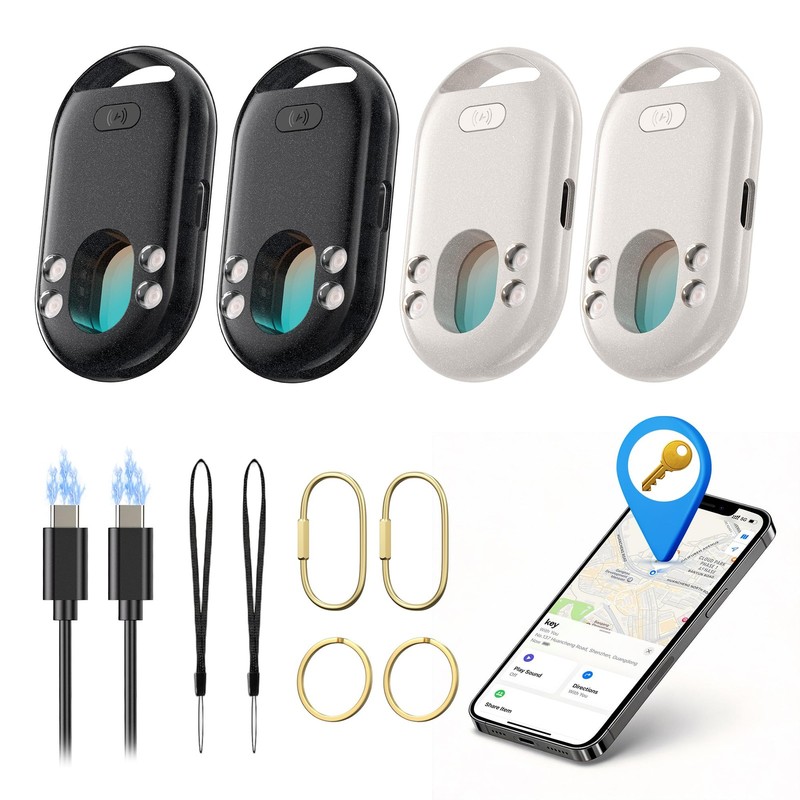 TECKNET 3-in-1 Air Tracker Tag 4-Pack (iOS Only), Rechargeable Smart Bluetooth T