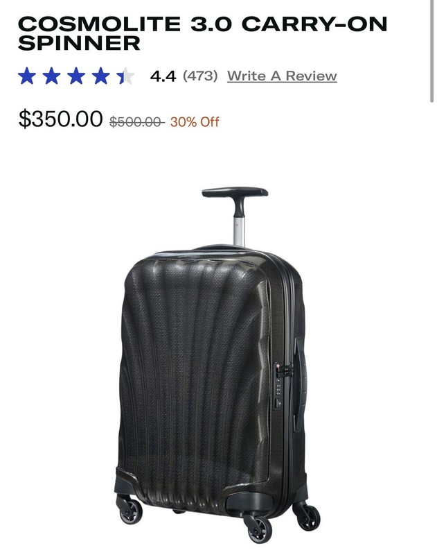 NEW!!! Samsonite BLACK LABEL COSMOLITE 3.0 Carry On Black, 10 Years Warranty