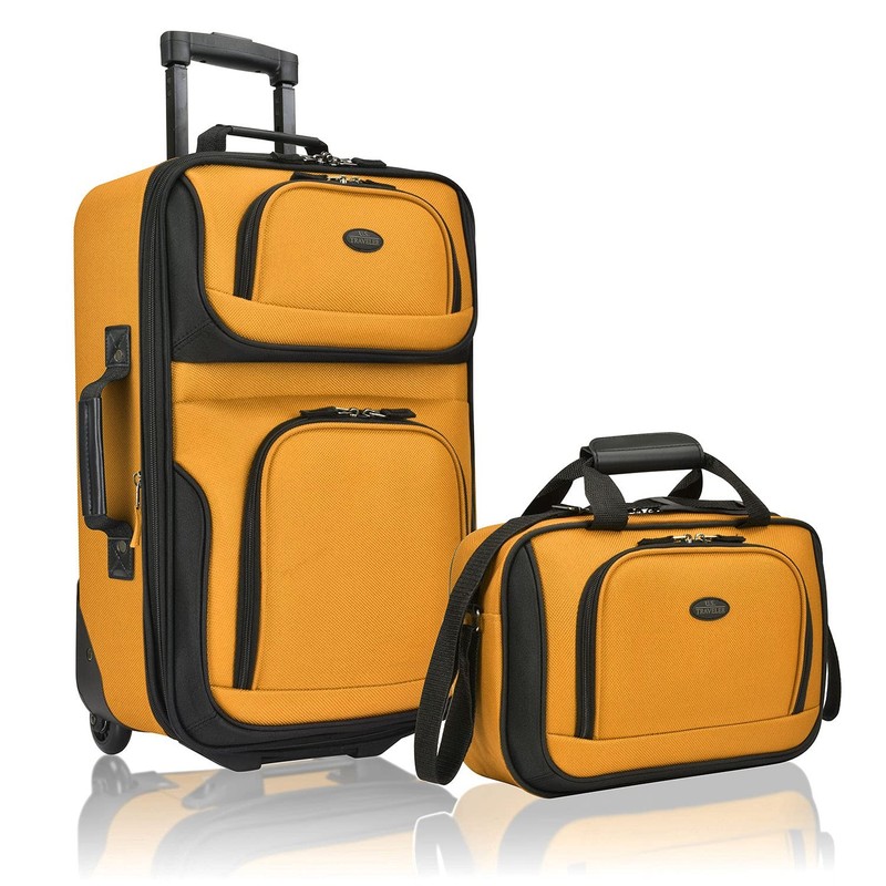 U.S. Traveler Rio Lightweight Softside Rolling Carry-on Suitcase, 2-Wheel Set, O gallery