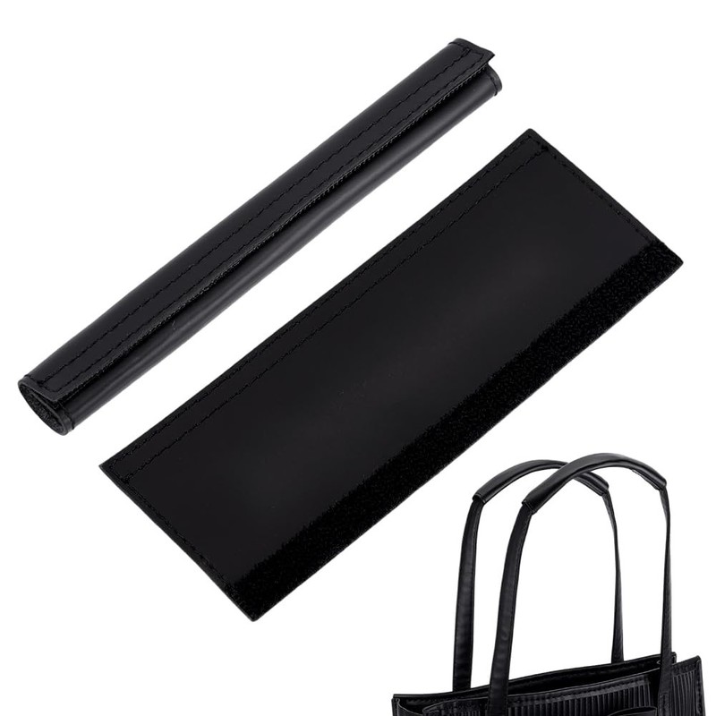 2pcs Leather Handbag Handles Wrap Cover, Black Handle Protector Cover Removab…