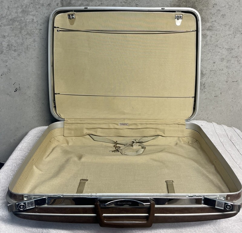 Vintage Samsonite Silhouette Hard Shell Suitcase Marble Brown 1970’s with Keys gallery