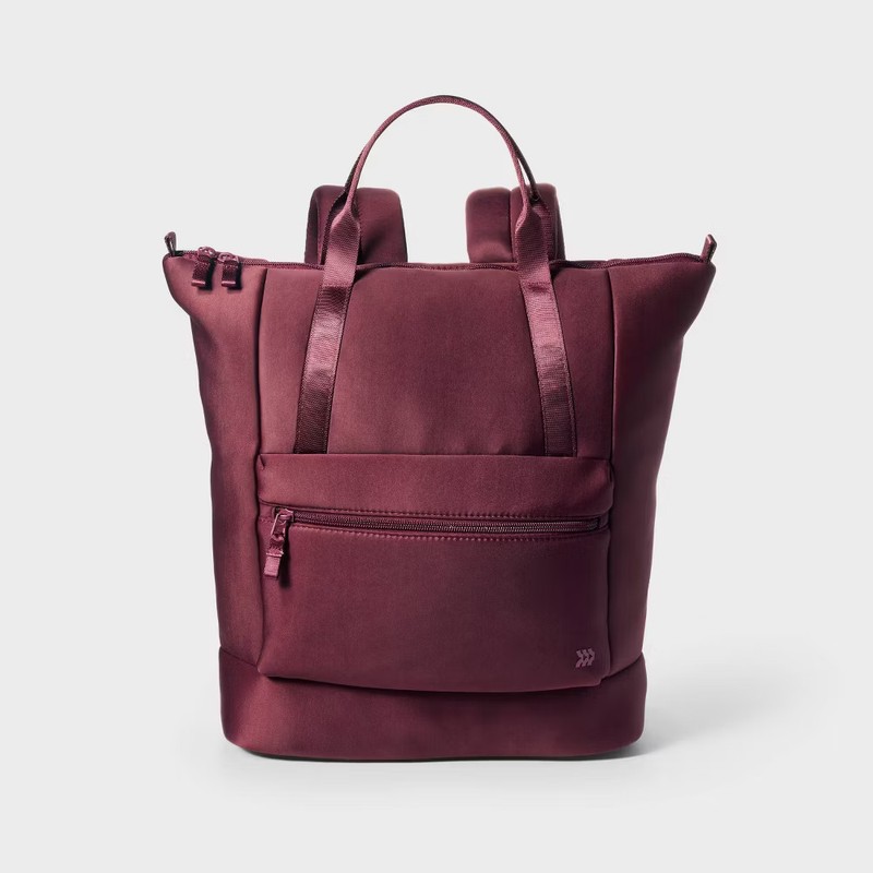 Faux Neoprene Backpack Tote – All in Motion – Maroon