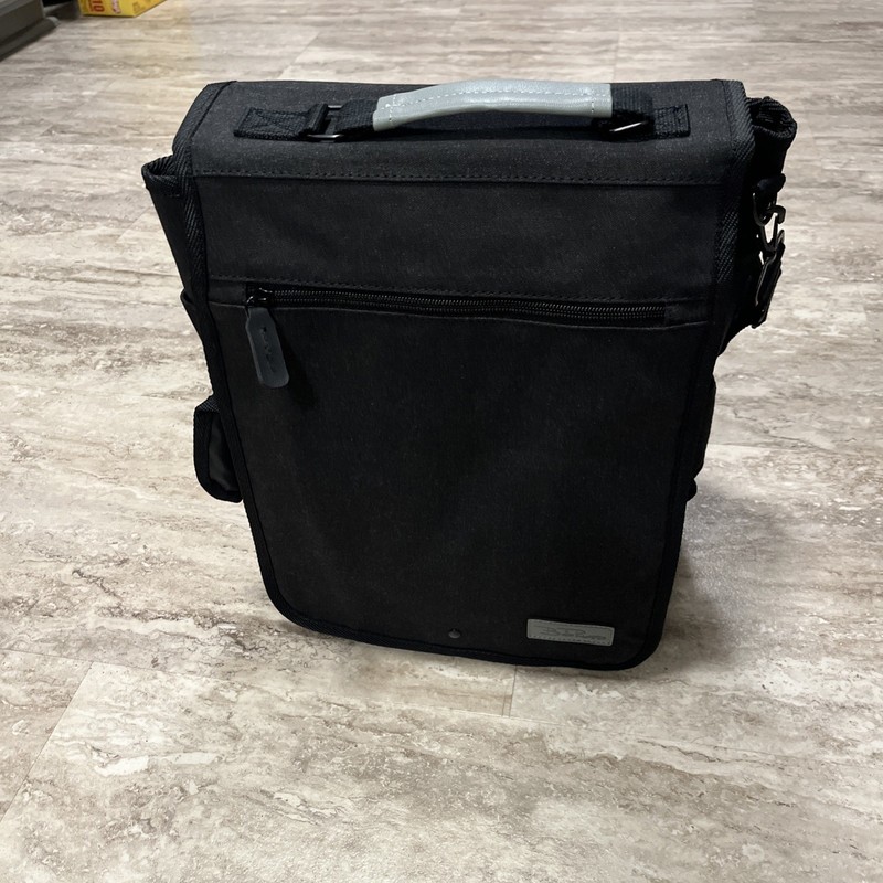 Bella Russo 14″ Canvas Messenger Bag Black Shoulder Organizer Pockets New