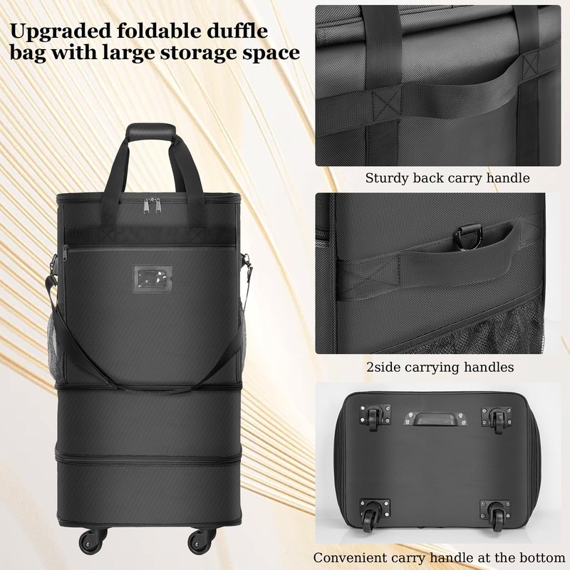 Expandable Rolling Suitcase with 4 Wheels, Collapsible Travel Bag, Large Size gallery