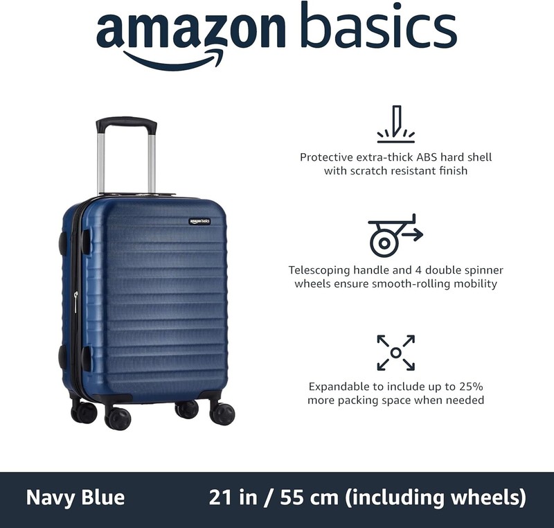 NEW Amazon Basics Expandable Hardside Carry-On Luggage, Suitcase with Wheels 21" gallery