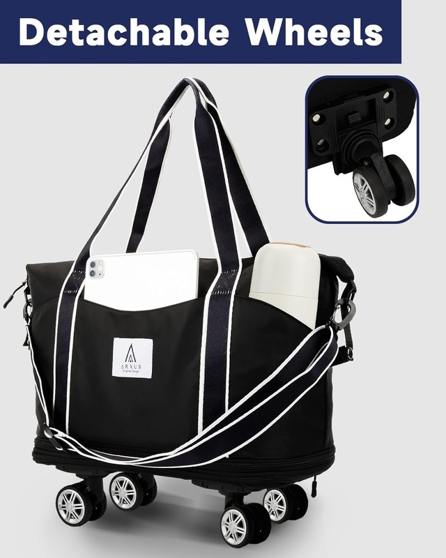 Luxury Rolling Duffle Bag: Expandable & Detachable Wheels for Effortless Travel gallery