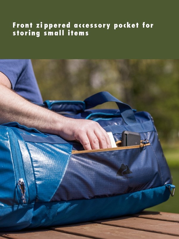 70L Coated Polyester Ripstop Duffel, with Tuckable Backpack Straps, Blue gallery