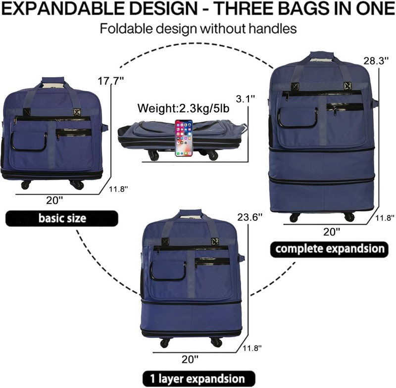 Lightweight Expandable Foldable Luggage Collapsible Suitcase for Men Women Roll gallery
