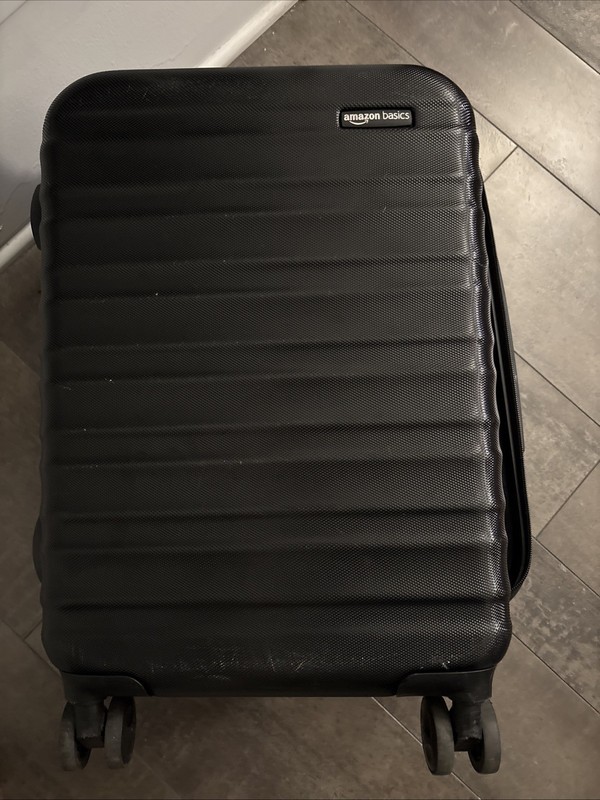 Amazon Basics Hard Shell Spinner Suitcase Black 20 Inch Carry on