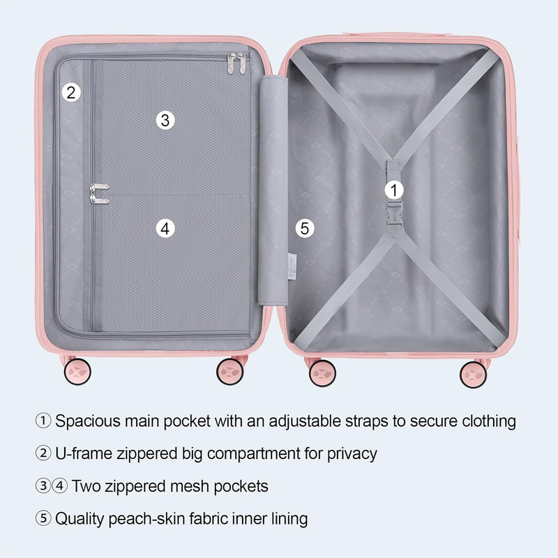 Checked Luggage, Large PC Hard Shell Suitcase with TSA Lock & 360° Double Spinne gallery