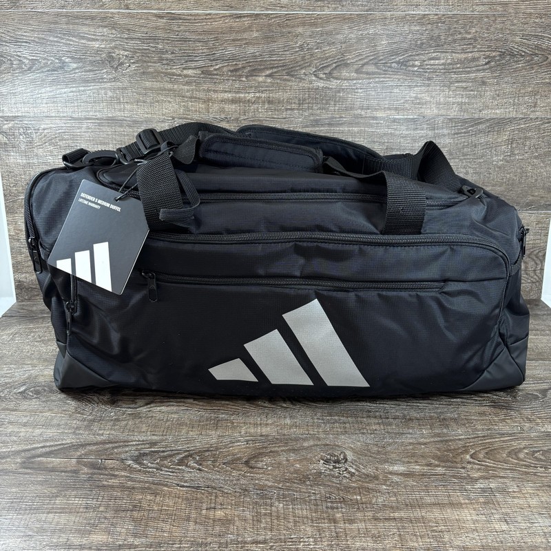 Adidas Defender 5 Medium Duffel Bag Black Silver Metallic Mens Gym Travel