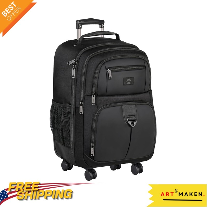 18 Inch Rolling Backpack – Stylish Travel Laptop Bag with 4 Wheels for Adults