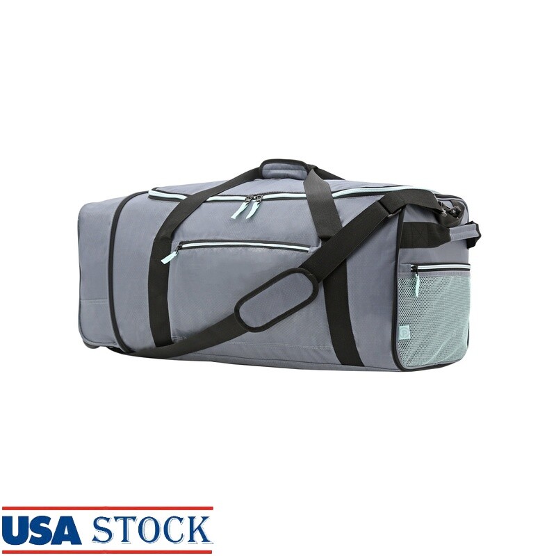 Large Compact Rolling Duffel Bag Travel Storage W/ Wheels Adjustable Strap New