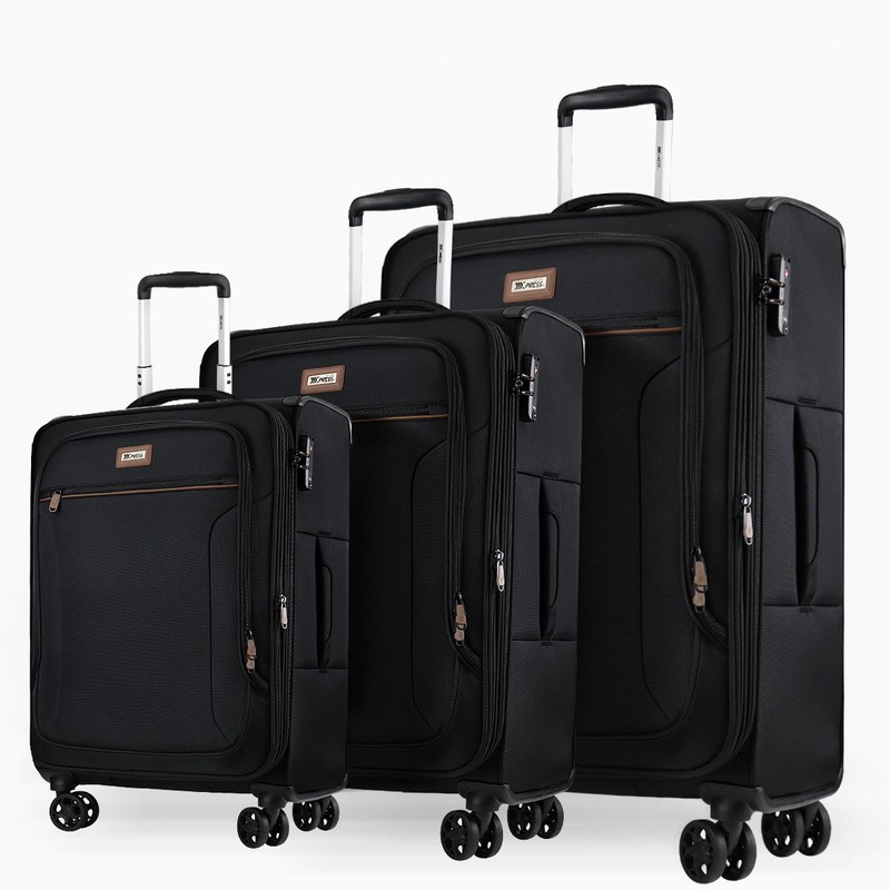 3 Piece Softside Luggage Set Expandable Soft Shell Spinner Luggage with TSA Lock gallery