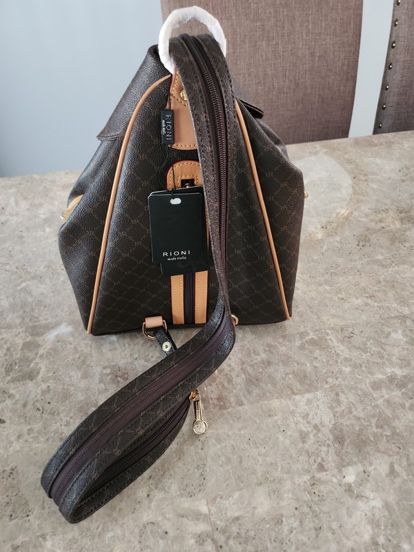 Authentic Rioni Charlize Zipper Strap Backpack Brand New w/Tags Leather Trim gallery