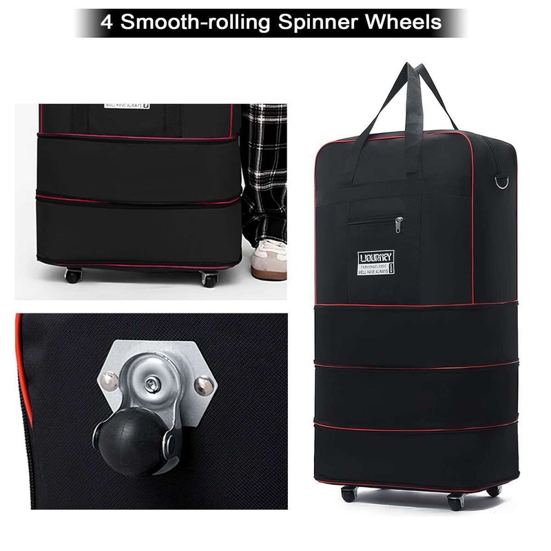 Expandable Rolling Duffle Bag Wheeled Luggage Foldable Suitcase Large Backpack gallery
