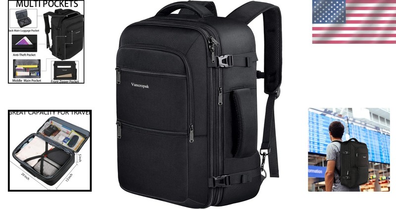 Lightweight 40L Expandable Backpack - Stylish Water-Resistant Travel Bag for All gallery