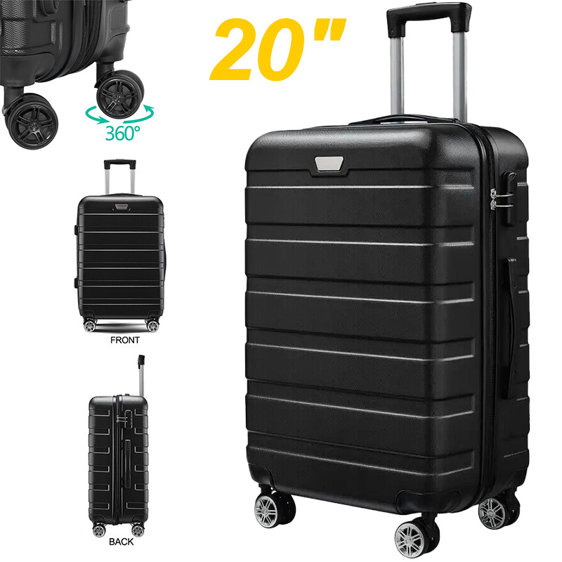 NEW Hardside Carry On Spinner Suitcase Luggage Expandable with Wheels 20″ Black