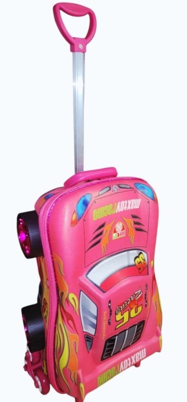MaxToy Disney Cars Team Racing Kids 3D Pink Luggage Suitcase 6 Wheels NEW RARE