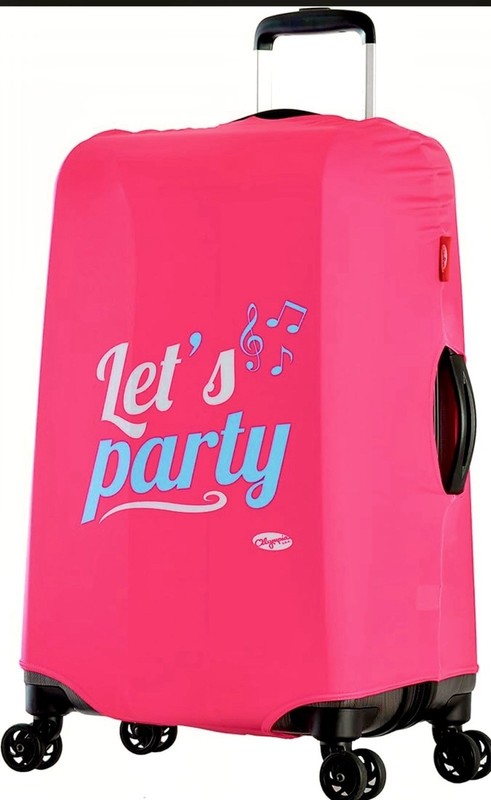Olympia USA Spandex Luggage Cover (S) Fits 18”-22” In Pink “Let’s Party” Design