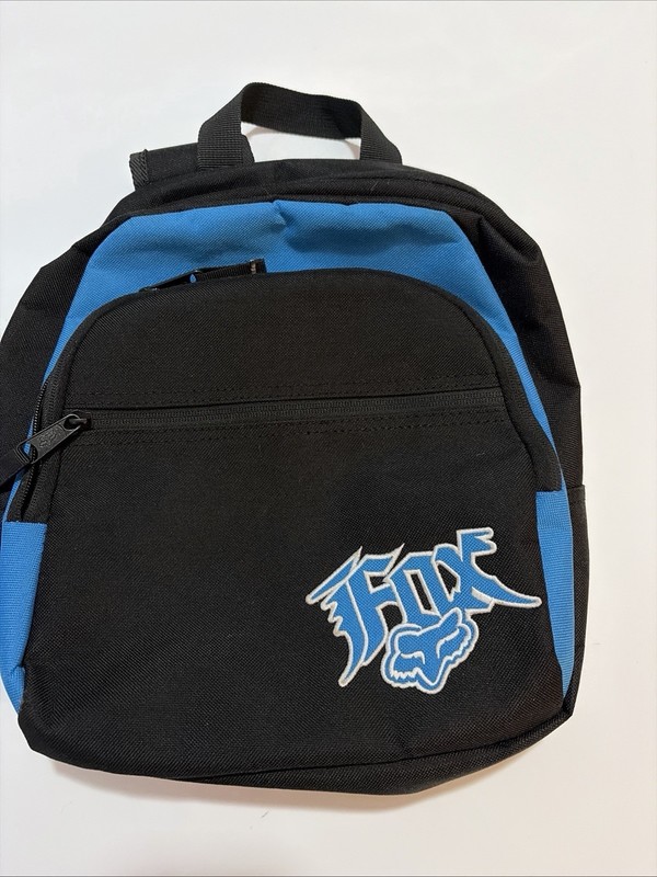 Fox Racing Black Blue 14 InBackpack Mini Travel School Daypack Adjustable Straps gallery