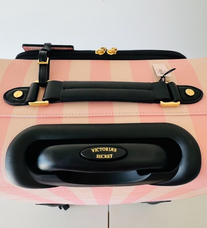 Victoria’s Secret Carry-on Luggage Suitcase, Makeup Pouch Case Travel Set Stripe gallery