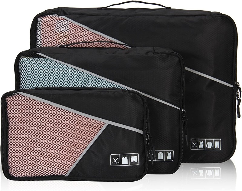 Hynes Eagle 3 Pieces Packing Cubes Set Travel Luggage Organizer Bag Black&Gray gallery