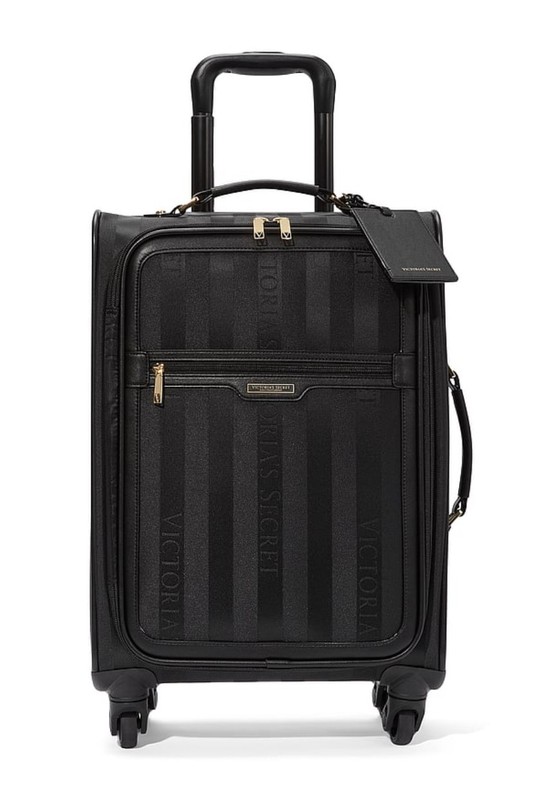 Victoria’s Secret Logo Jacquard Stripe Fabric Carry-on Luggage – Never Used NWT
