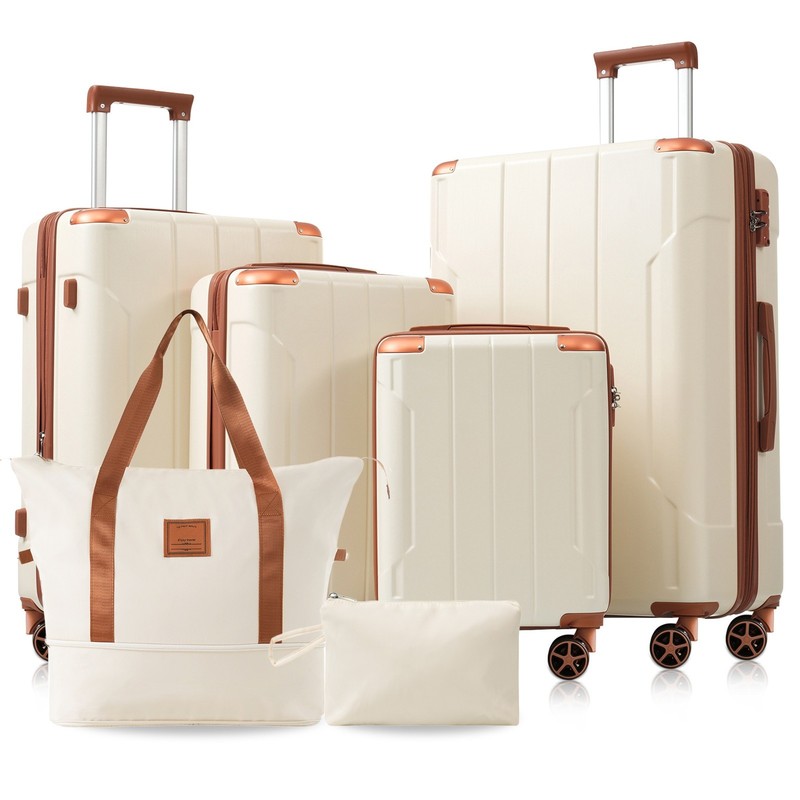 6pc ABS 16/20/24/28 Expandable Hardside Luggage Suitcase Set Duffel Toiletry Bag