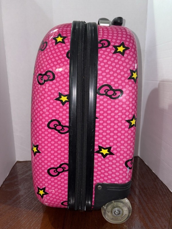 Hello Kitty Sanrio Hard Shell Overnight Rolling Suitcase Girls Luggage Pink 17" gallery